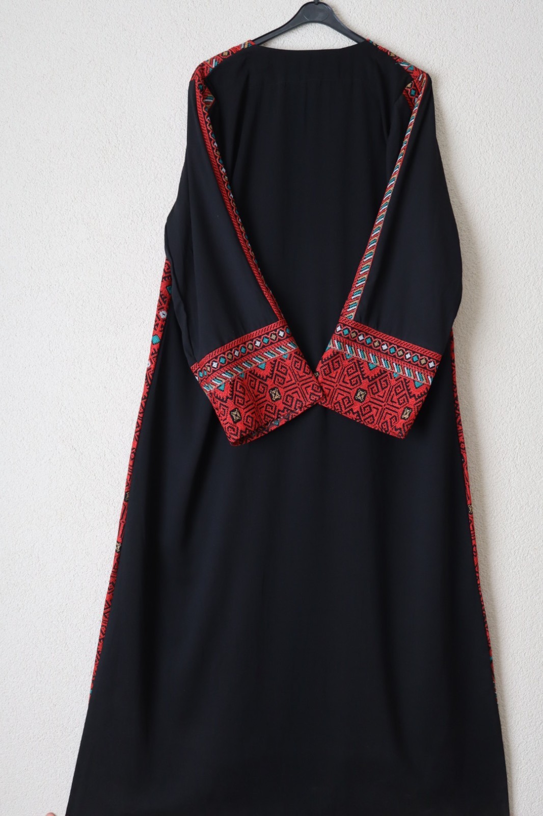 Traditional Palestinian / Jordanian Embroidered Thobe Kaftan Dress Black -ZAHRA