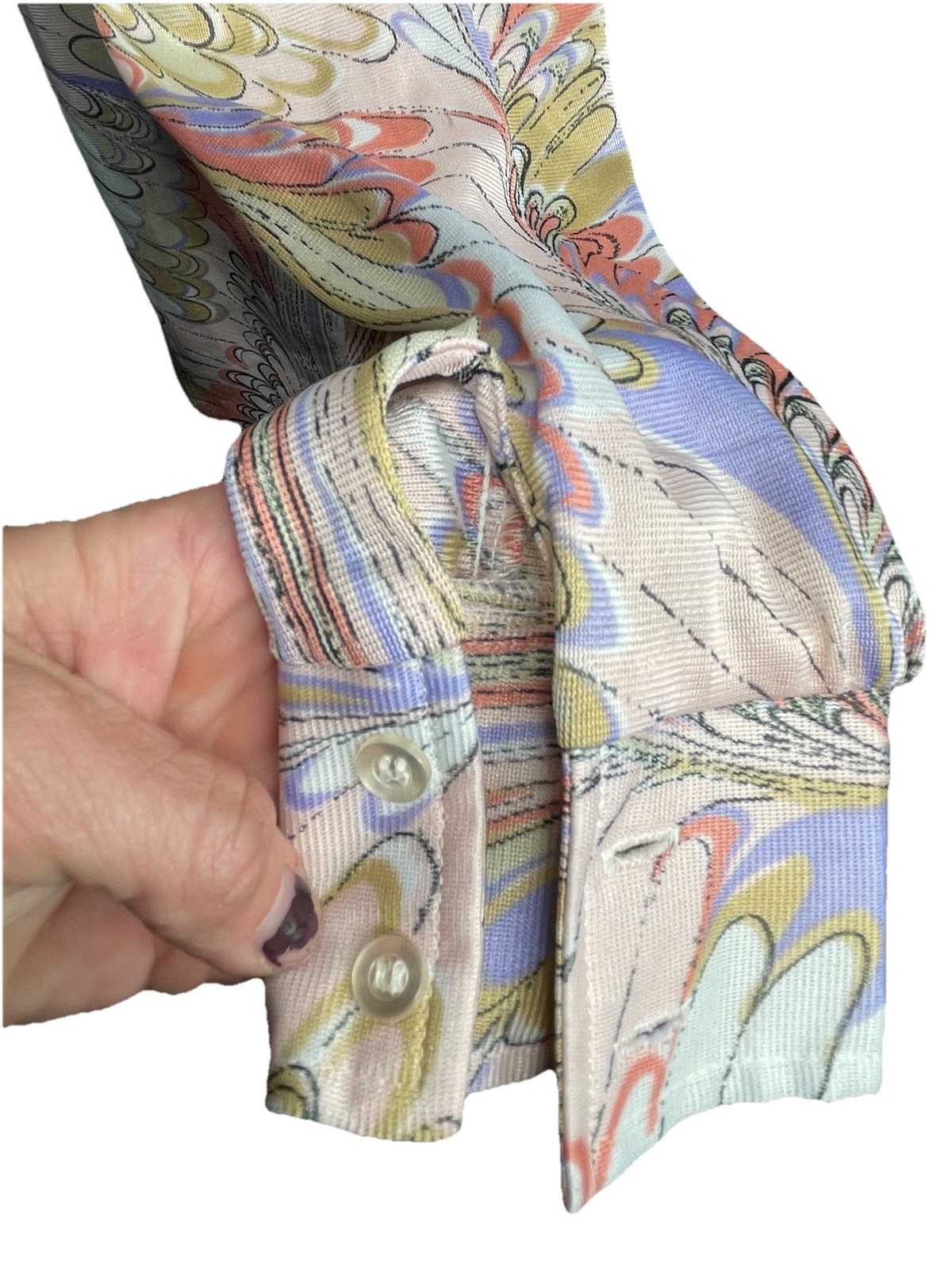 Vintage 70s Bradley Abstract Print Button Up Blouse Women’s Small Psychedelic