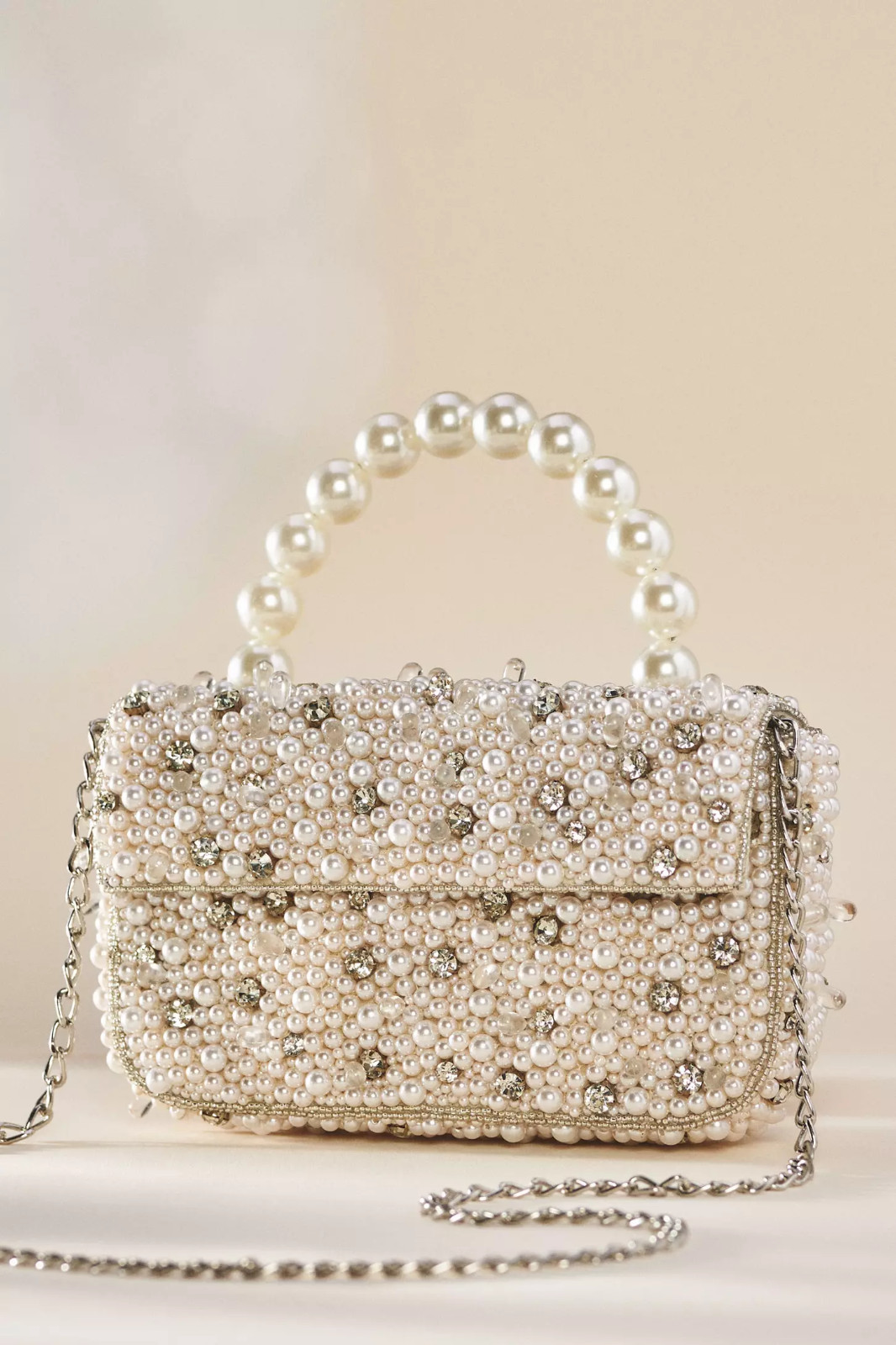 Anthropologie The Fiona Beaded Bag: Pearl-Strap Embellished Edition NWT