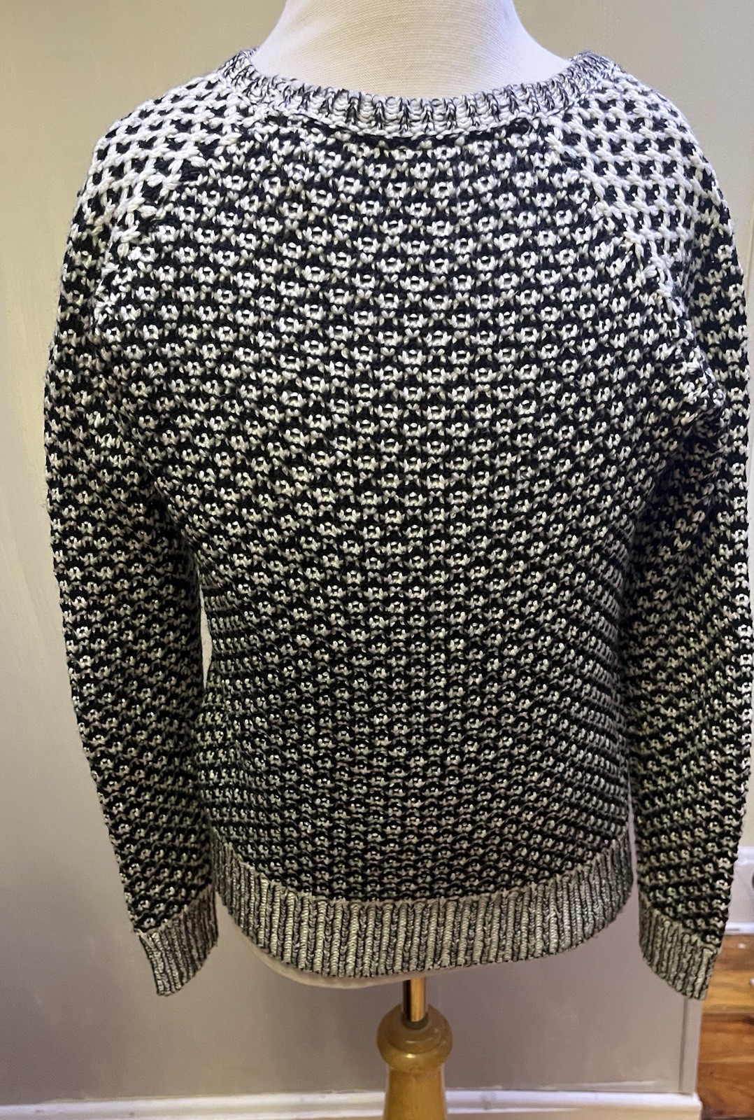 Anthropologie Sparrow Crew Neck Women’s Sweater Black & White Chunky Knit (XS)