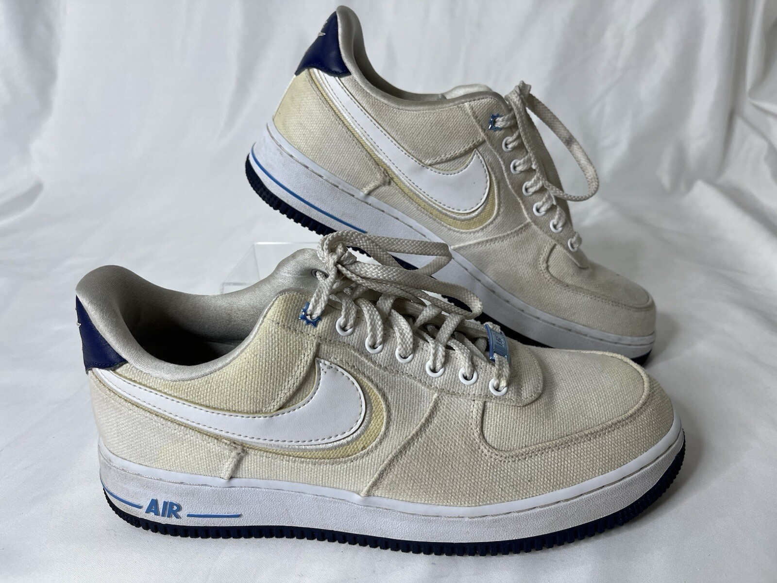 Nike Mens Air Force 1 PRM White Fossil Blue Void DB3541-100 Size 10.5 GUC