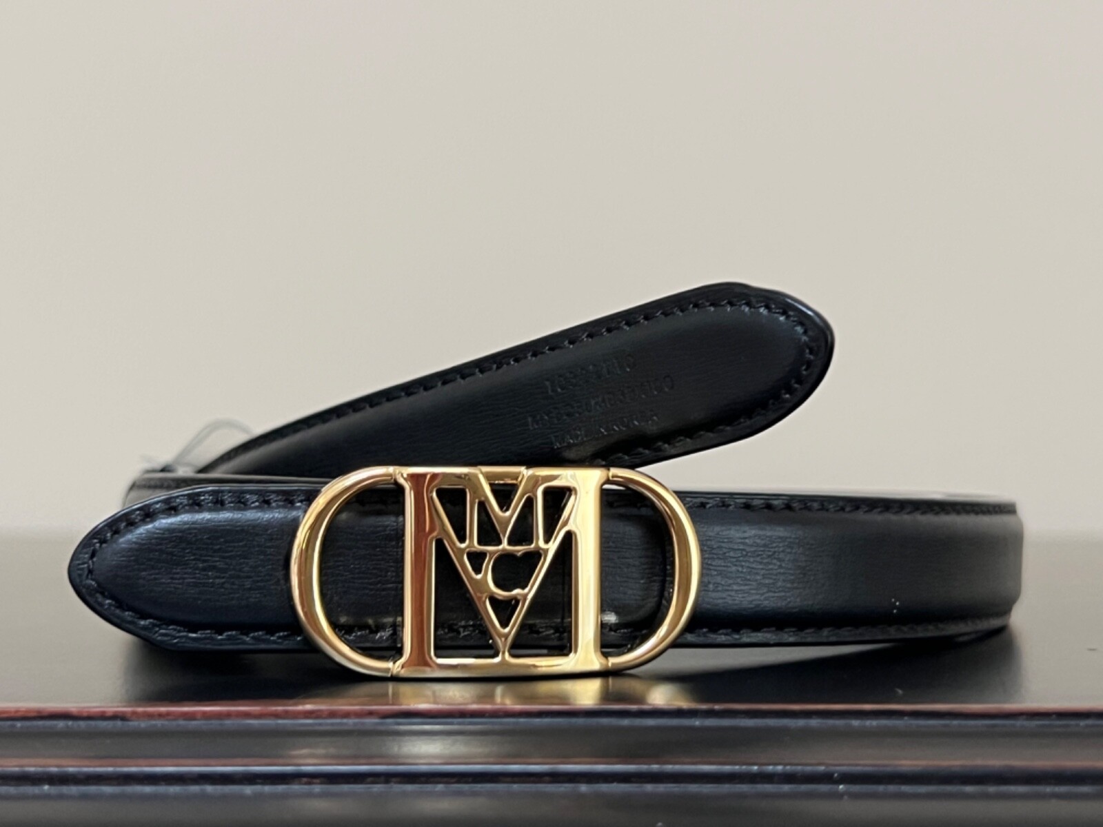 MCM Mode Mena Black Reversible Leather Belt 24K SH Gold 100 / L