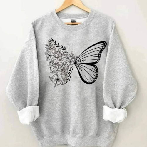 Butterfly Flower T Shirt, Long Sleeve, Sweatshirt and Hoodie