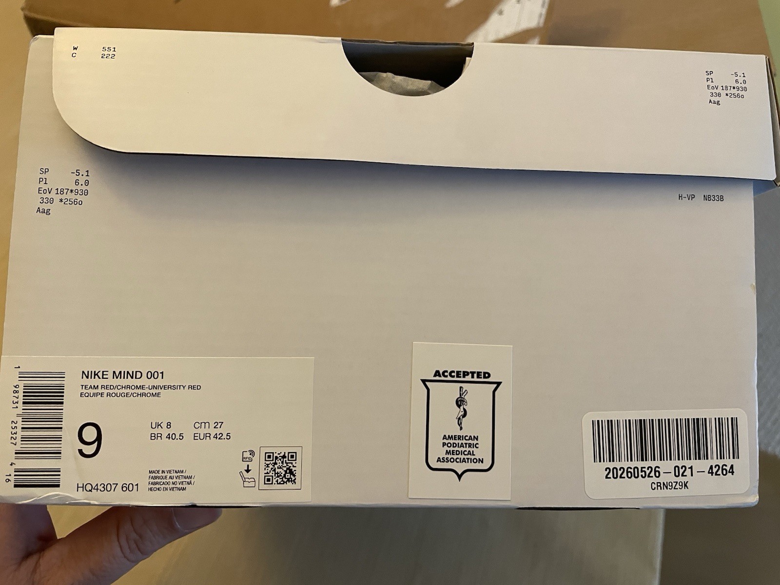 Nike Mind 001 Men’s Slides Team University Red US 9 HQ4307-601 DAMAGED Box