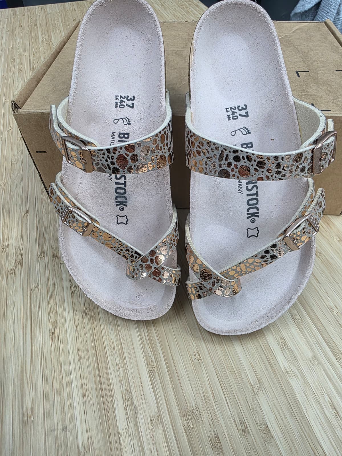 Birkenstock Unisex Birko Flor MAYARI Metallic Stones Copper EU 37/US W6-M4
