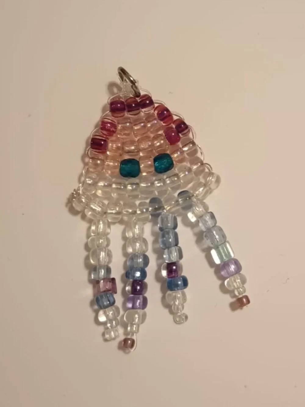 Handmade Beaded Keychain Charm Pendants Apple and Jellyfish Kawaii Adorable Y2K