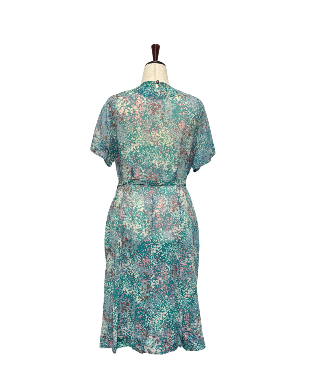 1950s PLUS SIZE AQUA & PINK PRINT DRESS | 1950s VOLUP PASTEL DRESS