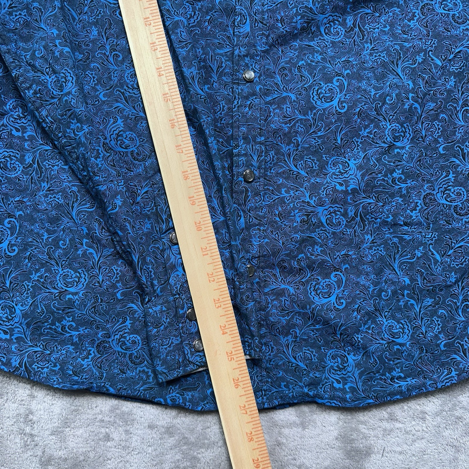 Moon Shine Spirit Satanta Paisley Western Snap Shirt Teal Blue/Black Size Large