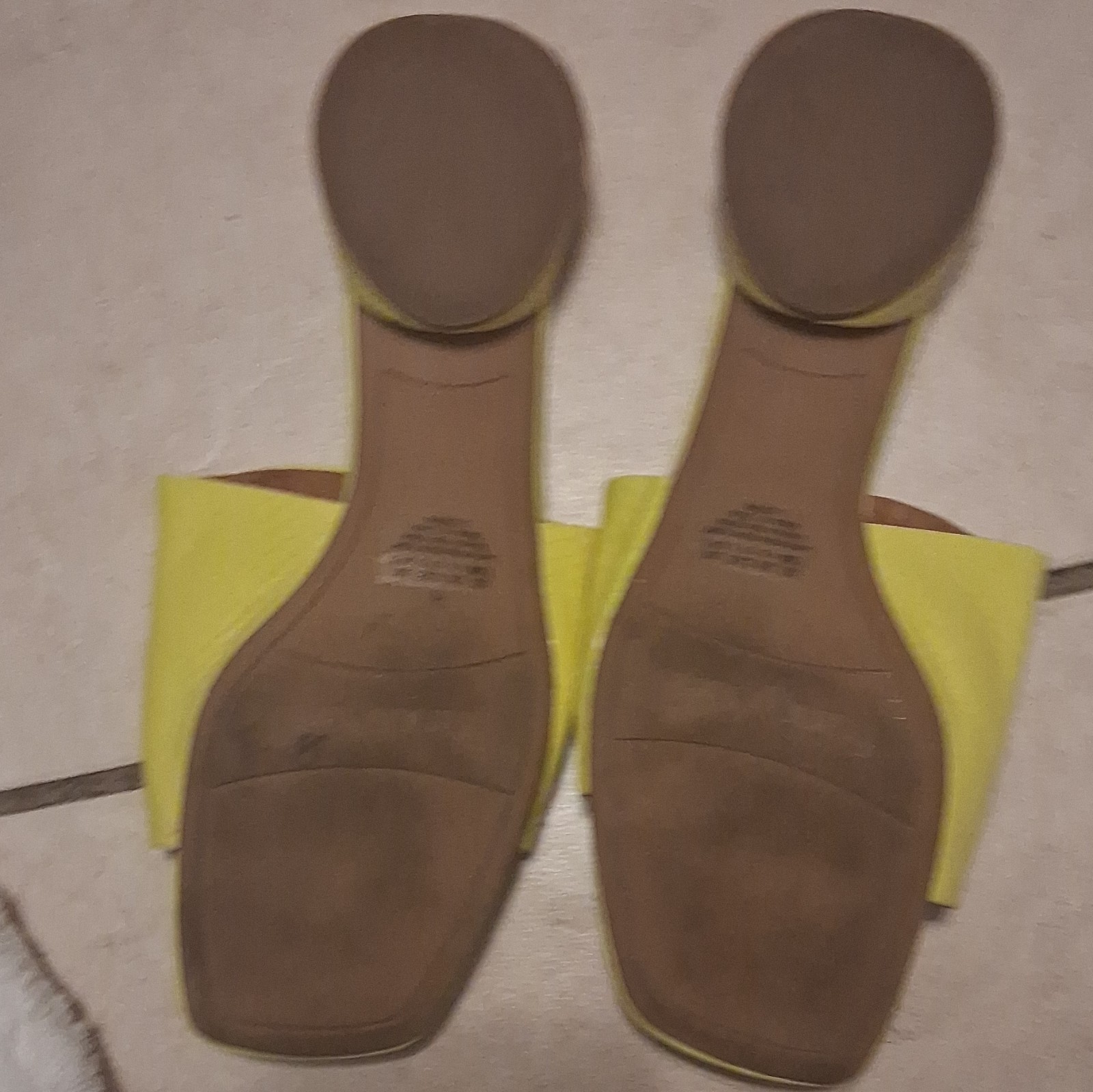 Franco Sarto Women’s Yellow Slip-On Block Heel Solid Slide Sandal