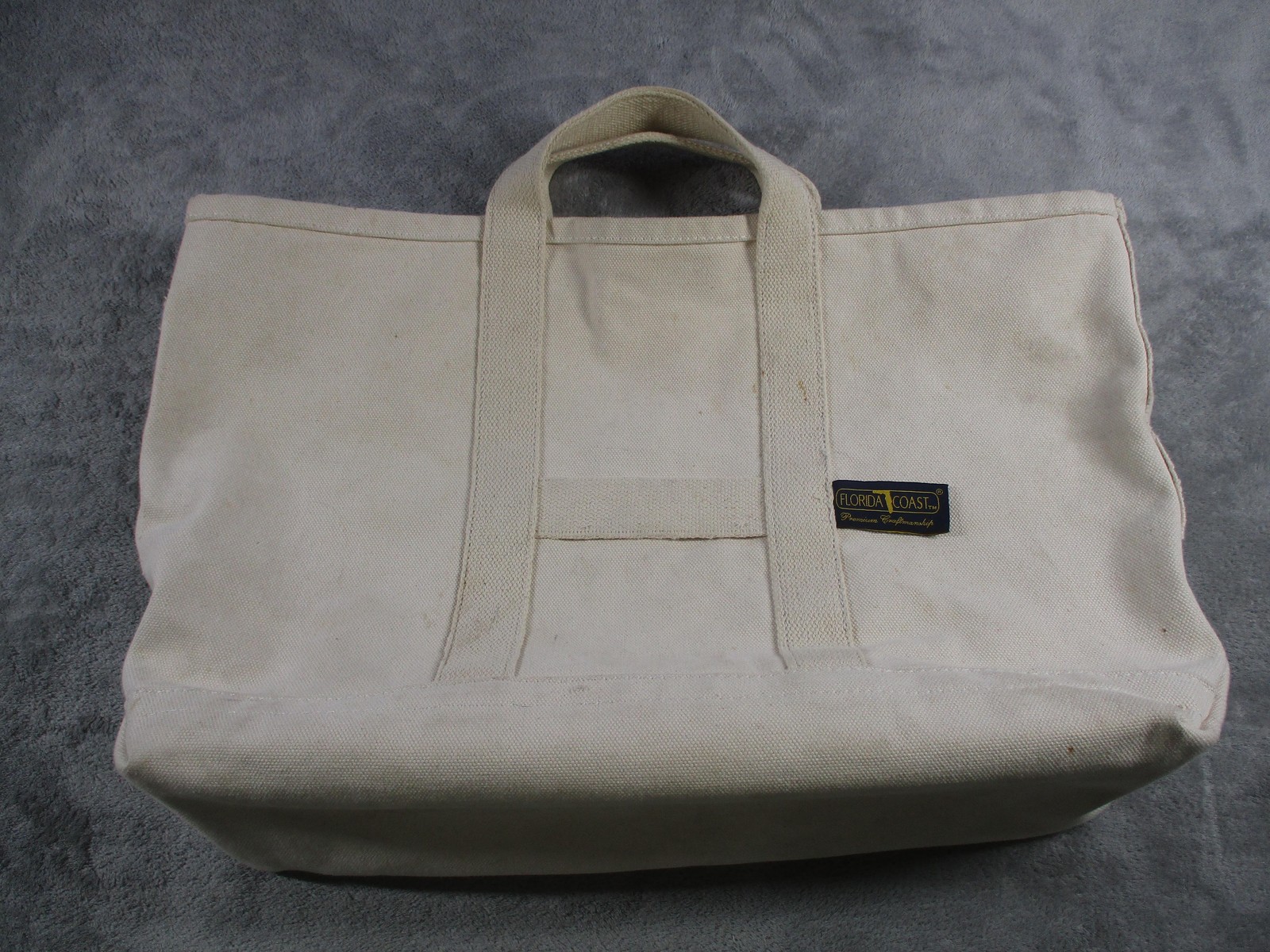 Florida Coast Tote Bag Unisex Large Beige Canvas Bottom Studs Beach Travel