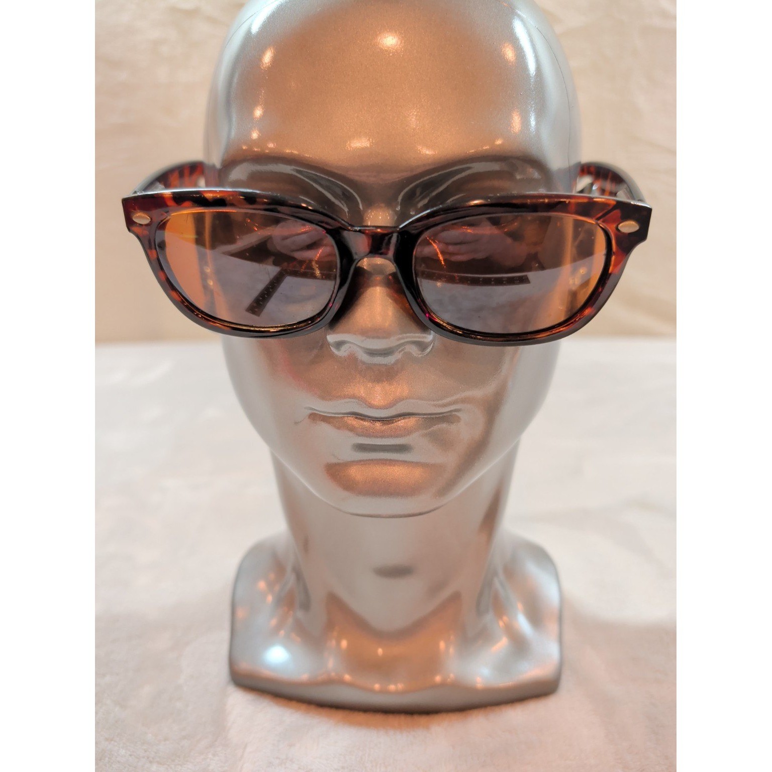 Tortoiseshell Rectangular Sunglasses Amber Lens UV400 Brown Black (FRAMES ONLY)