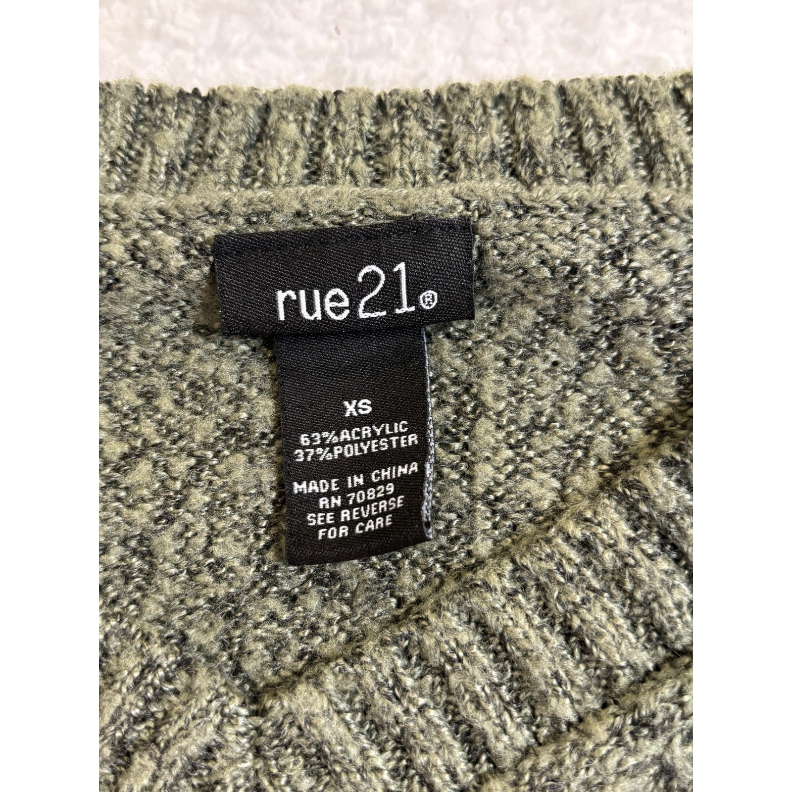 Rue21 Womens Olive Green Marl V-Neck Dolman Sleeve Knit Sweater XS