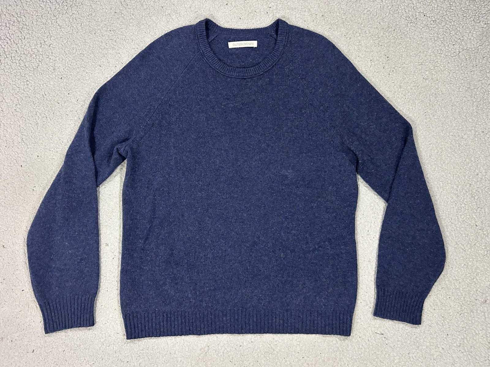Outerknown Sweater Mens Large Blue Recycled Cashmere Merino Crewneck Soft Knit