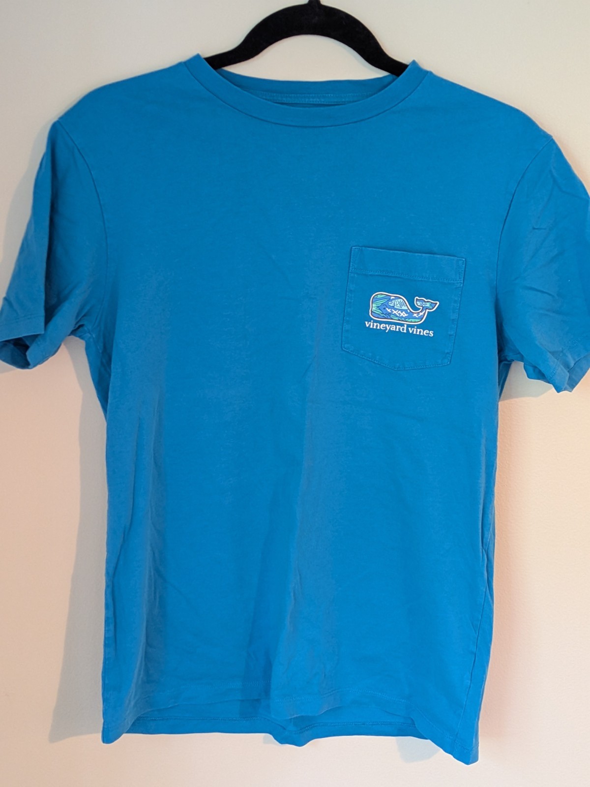 Vineyard Vines Lt. Blue Whale/Sardines Print 100% Cotton Crew T-Shirt Sz XS EUC