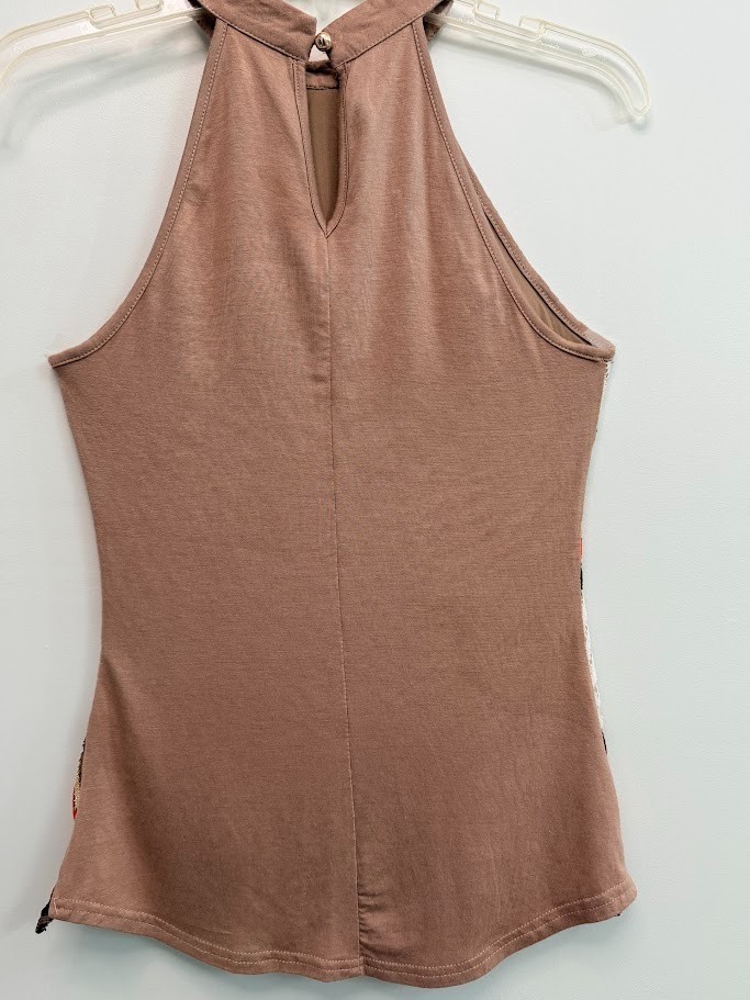 A’Gaci Multicolor Chevron Patterned Halter Neckline Women’s Tank Top SZ S