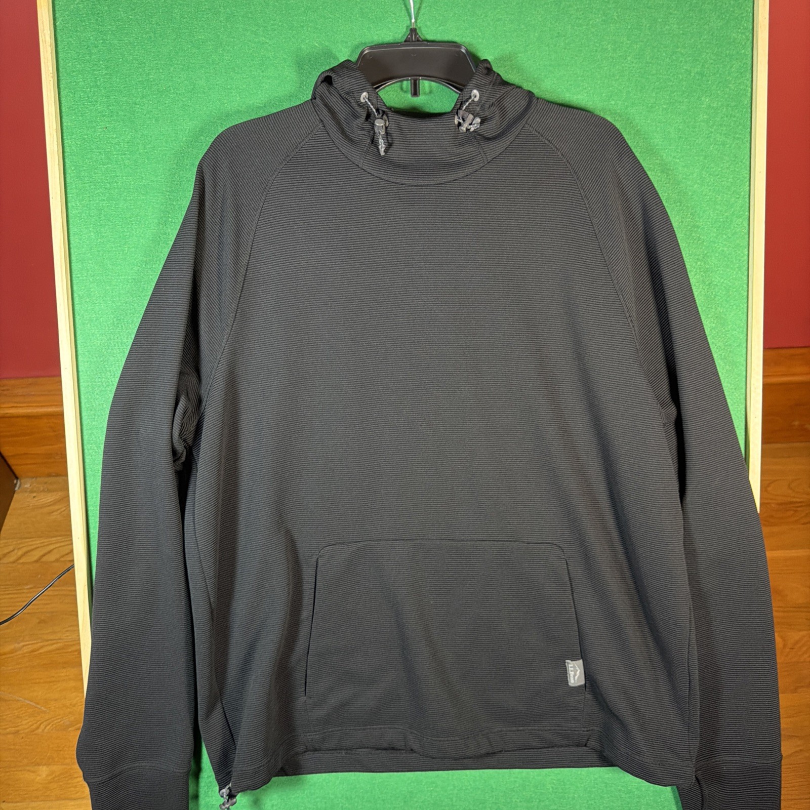 LL Bean Mens Venture Stretch Ottoman Rib Hoodie Black Slightly Fitted Reg XLarge