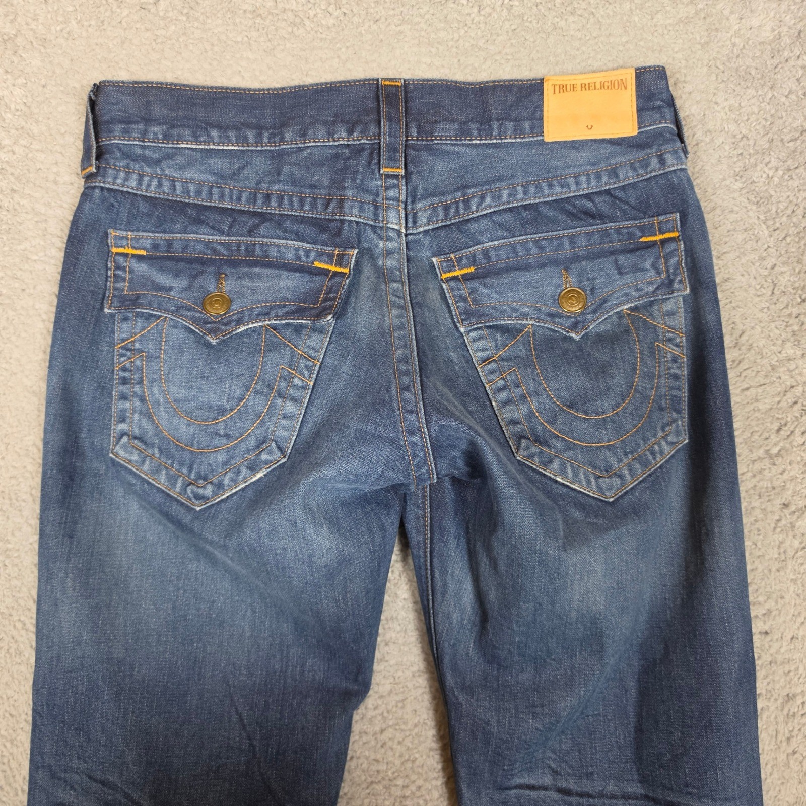 True Religion Geno Relaxed Slim Jeans Mens 32 Blue Excellent Made in USA Denim