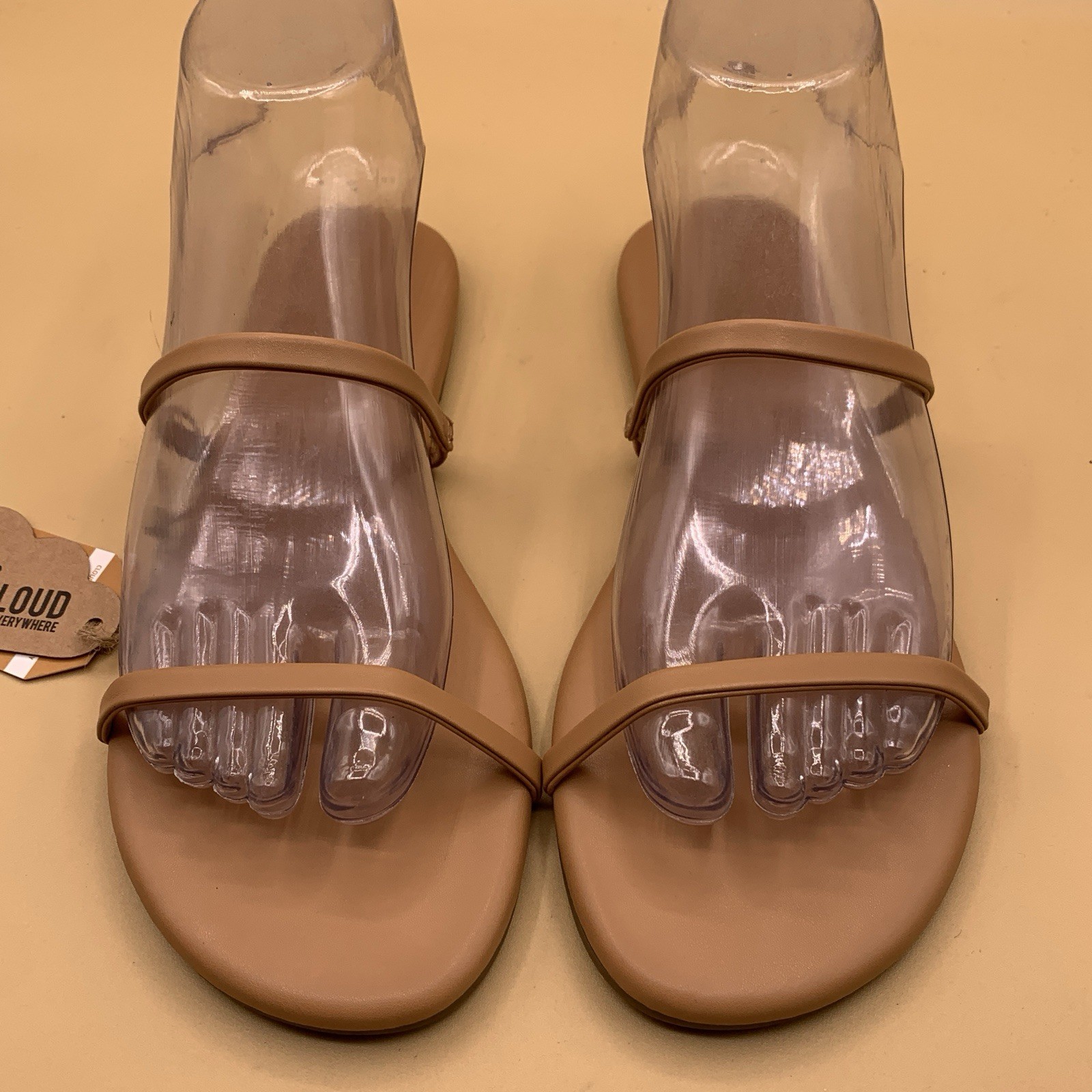 Project Cloud Women Transition 545 Flip-Flops Eco-Leather Camel Brown -Size US 7
