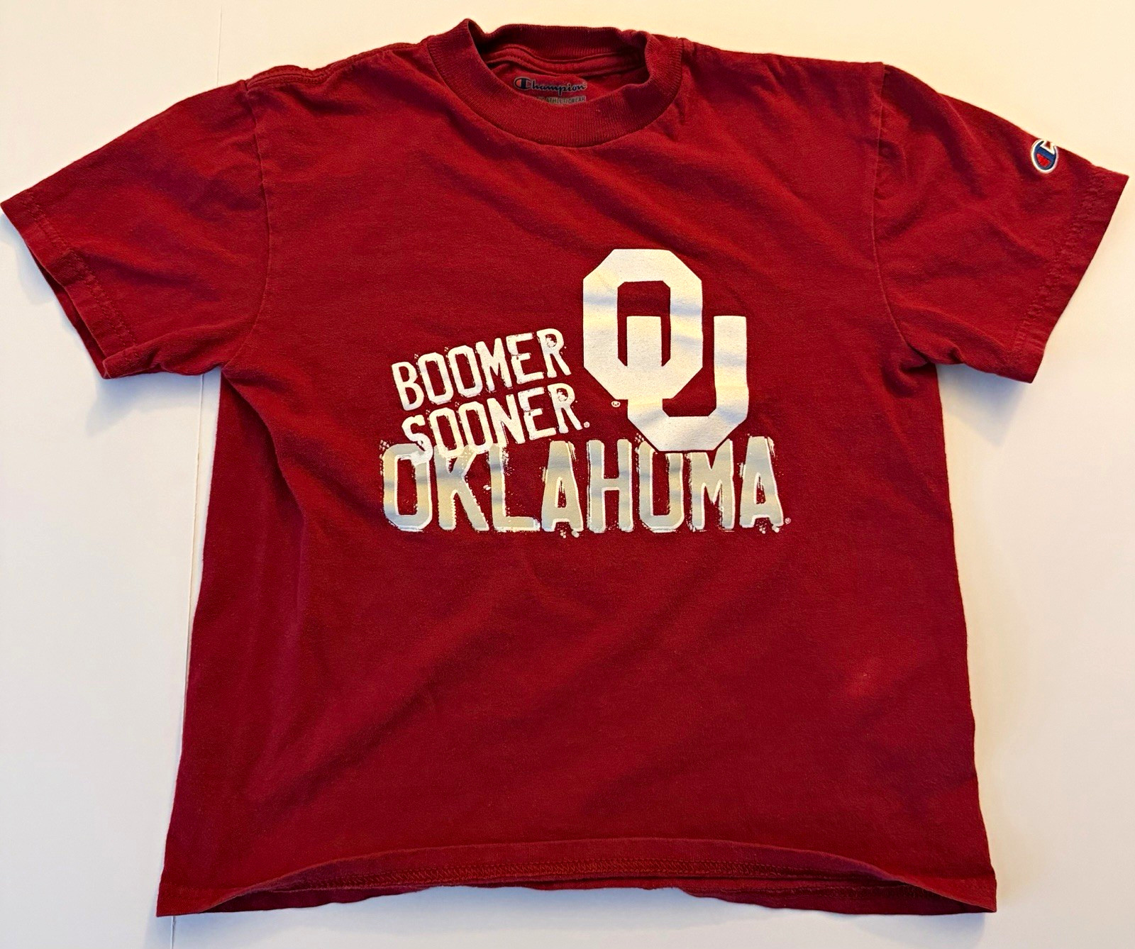Champion Oklahoma Sooners OU Graphic T-Shirt Boys YS 6-7 Red Crew Neck