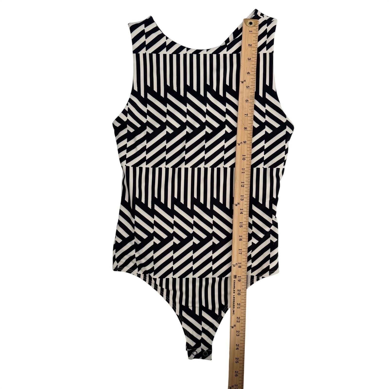 Small Geometric Minimalist Monochrome Festival Striped Crisscross Back Bodysuit