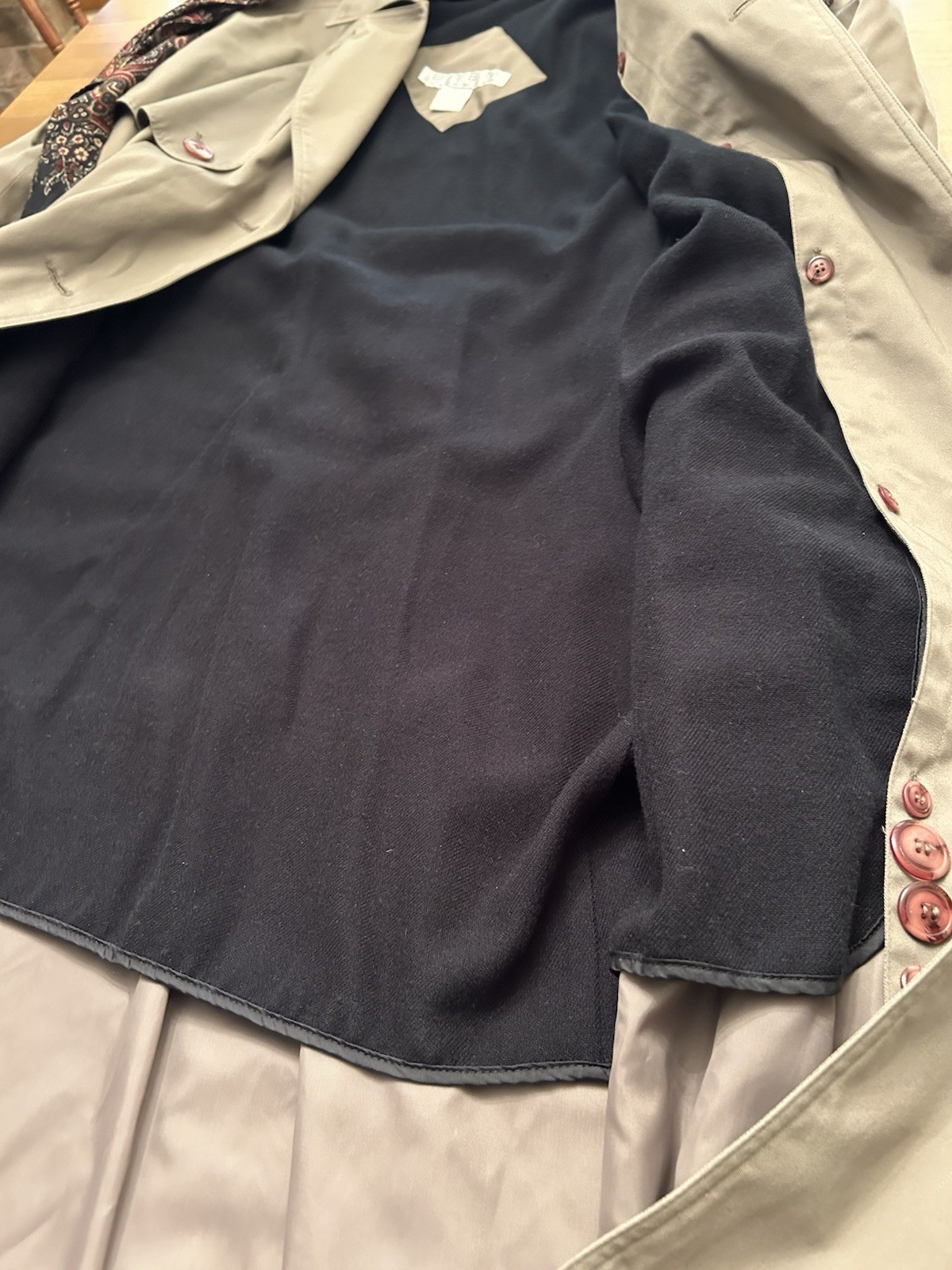 Brem Rainwear Rain Coat Brown Removable Insulated Liner Scarf Belted 20W, NWT