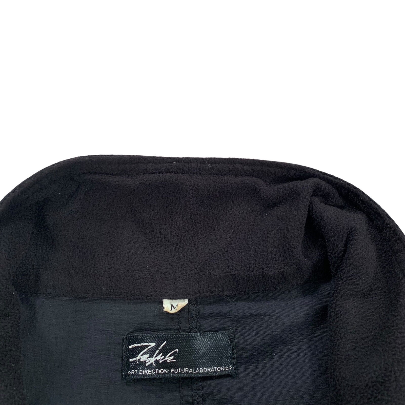 Vintage Futura Laboratories Black & Silver Zip Up Windbreaker Jacket Size Medium