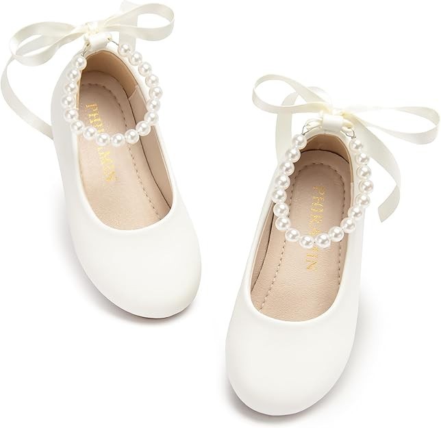 *SEE DETAILS* PHIRAMIN Toddler Flower Girl Dress Shoes – Size 13 – Ivory White