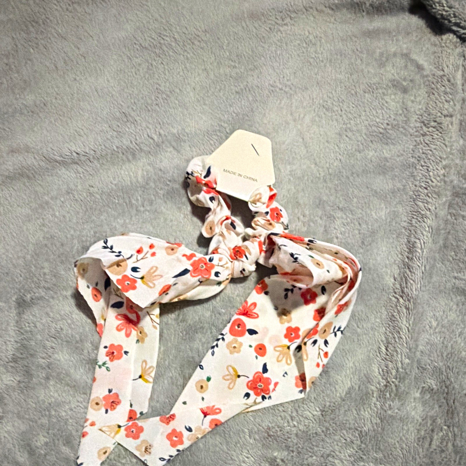 Women’s Fabric Scrunchie White/Pink/Blue/Beige Floral Flower Bow Hair Tie