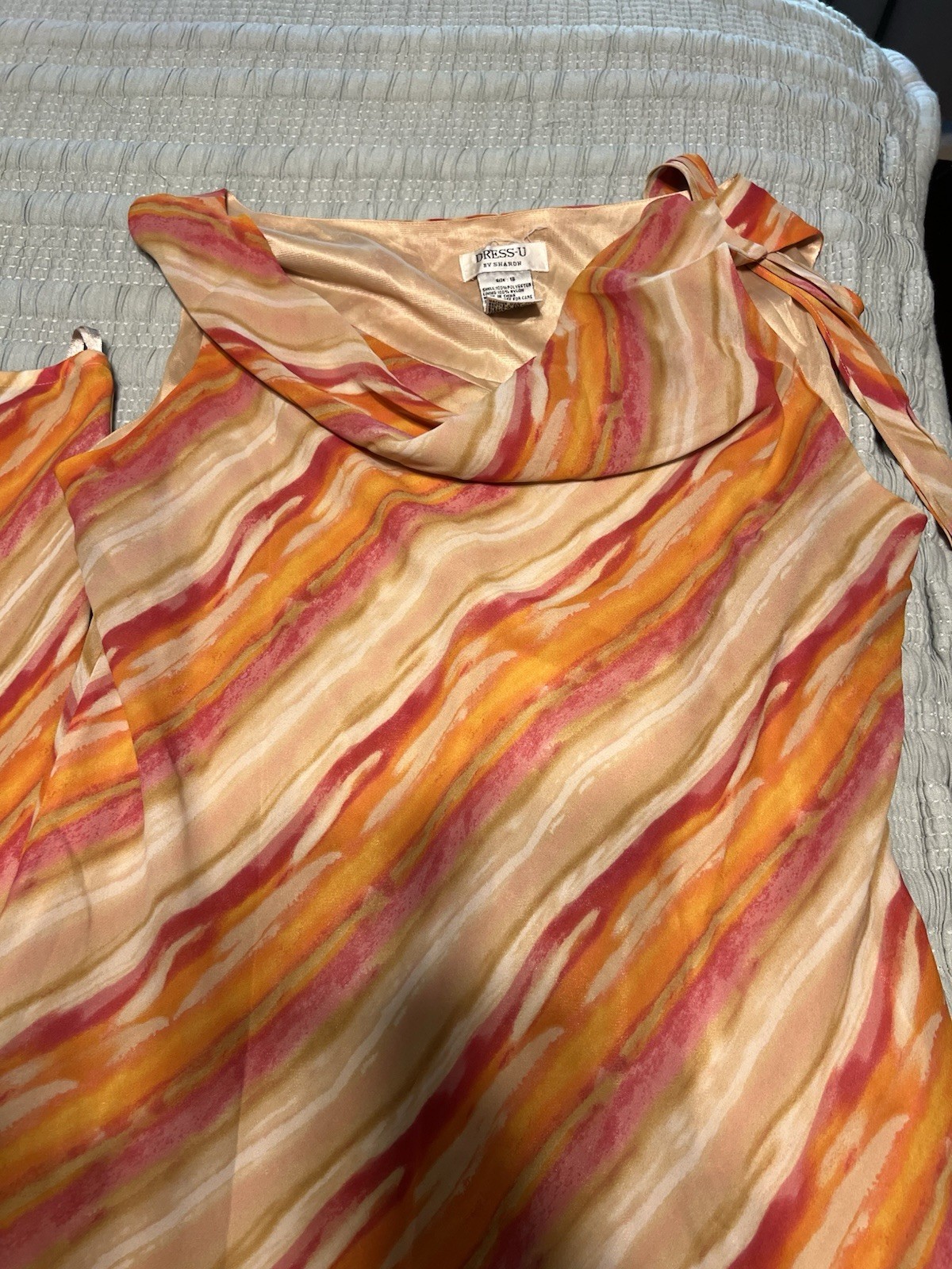 VTG Y2K Dress U By Sharon Two Piece Handkerchief Hem Flowy Orange Dress Size 16
