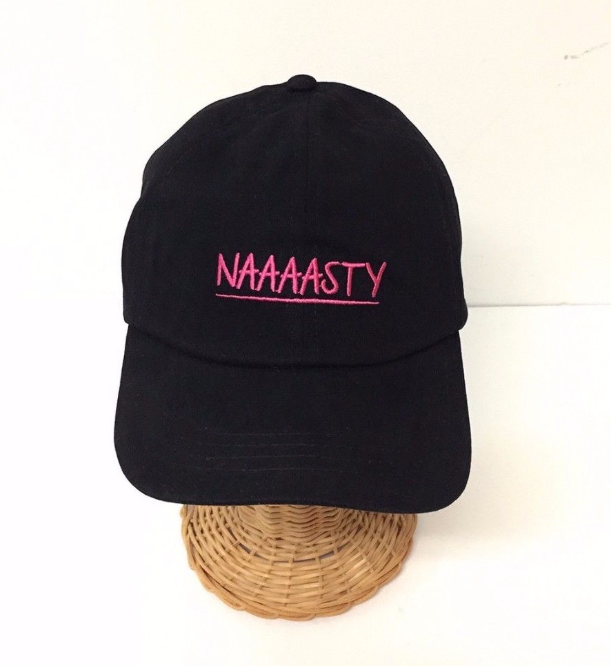 100% Cotton Baseball Ball Cap w/ NAAAASTY Embroidery Polo Style Sun Visor Hat
