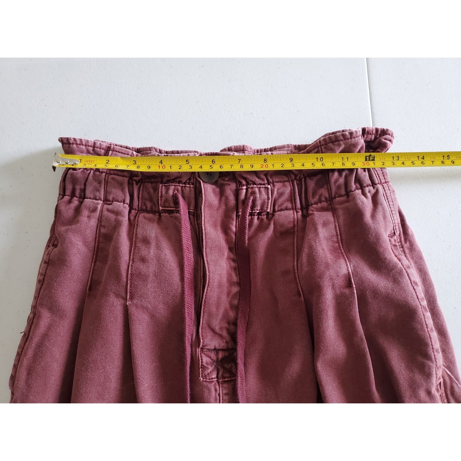Free People Margate Pleated Trouser Pants Dusty Rose Paperbag Waist Drawstring S