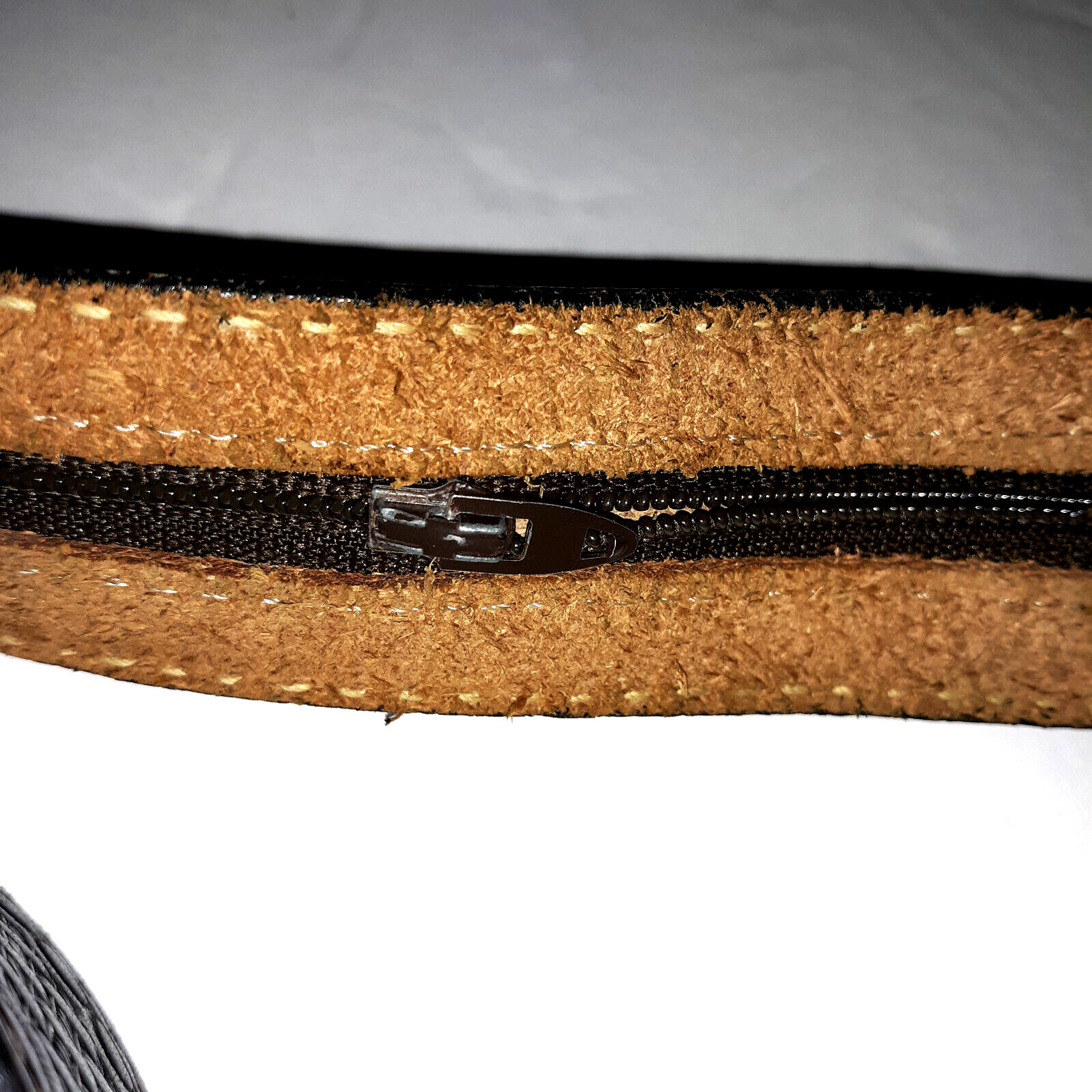 VTG DunDee Tooled Leather Zip $$ Belt 80sRainTree Buckle Eagle “Bare Arms”Sz 38