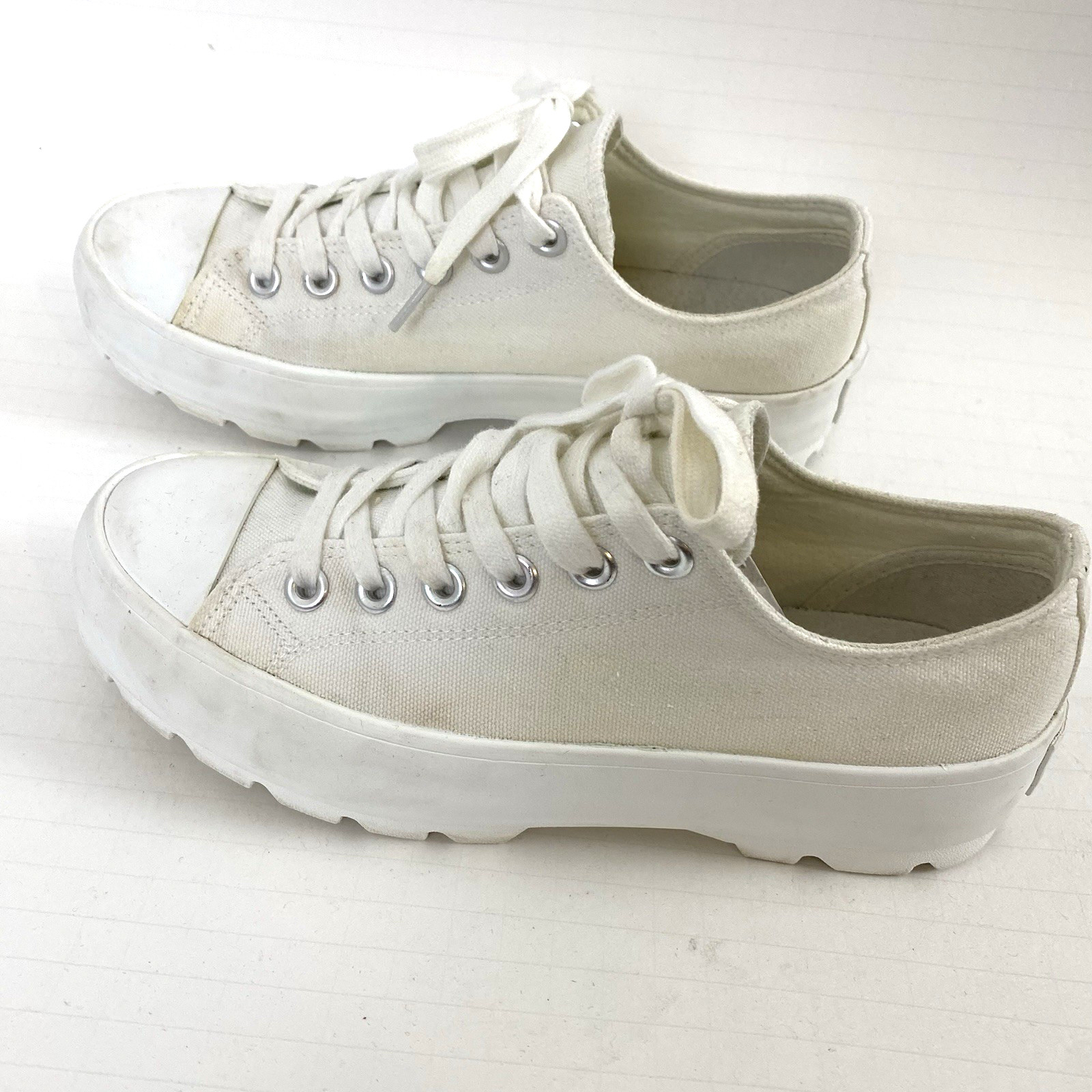 Sincerely Jules Womens Vasco Chunky Platform Sneakers 7 1/2 White Lug Sole Laces