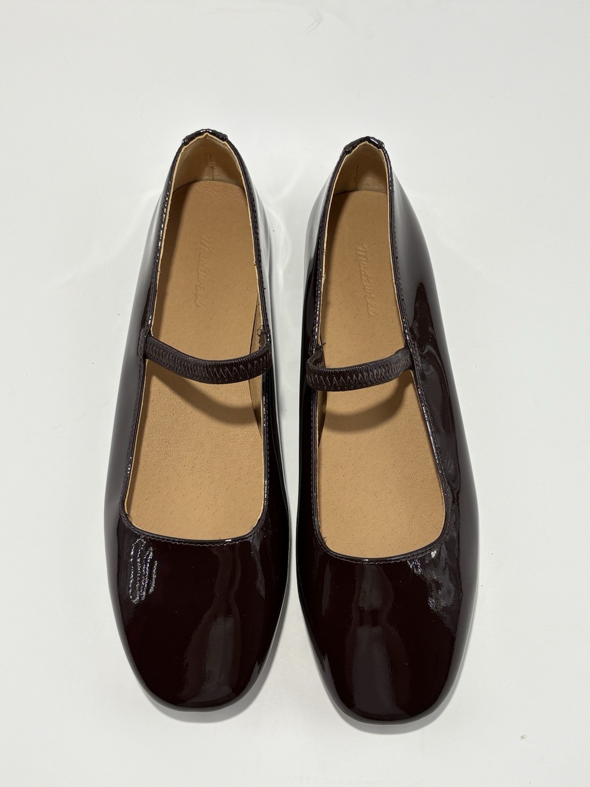 Madewell Greta patent leather Mary Jane flats in a dark berry NWOB 6.5
