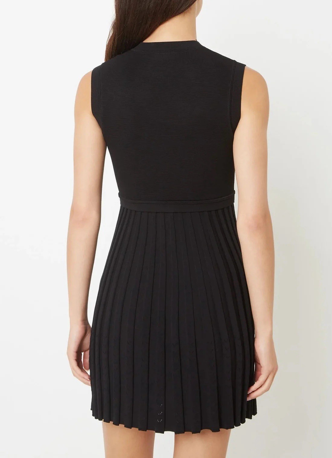 Sandro black pleated stretch-knit mini dress size M/L