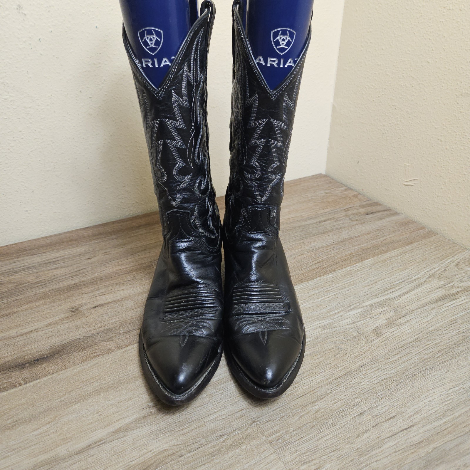 Dan Post 16791 El Paso Black Cowhide Cowboy Western Pull On Boots Mens Sz 8.5 EW