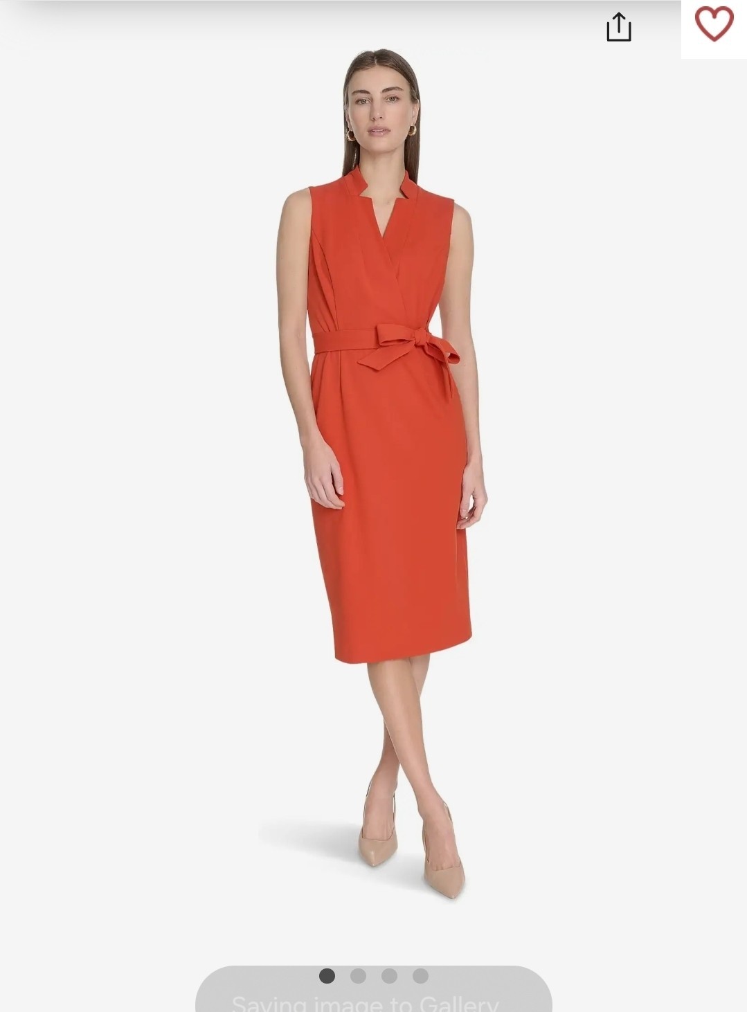 Calvin Klein Sleeveless V-Neck Orange Belted Sheath Dress Size 2p 4 16