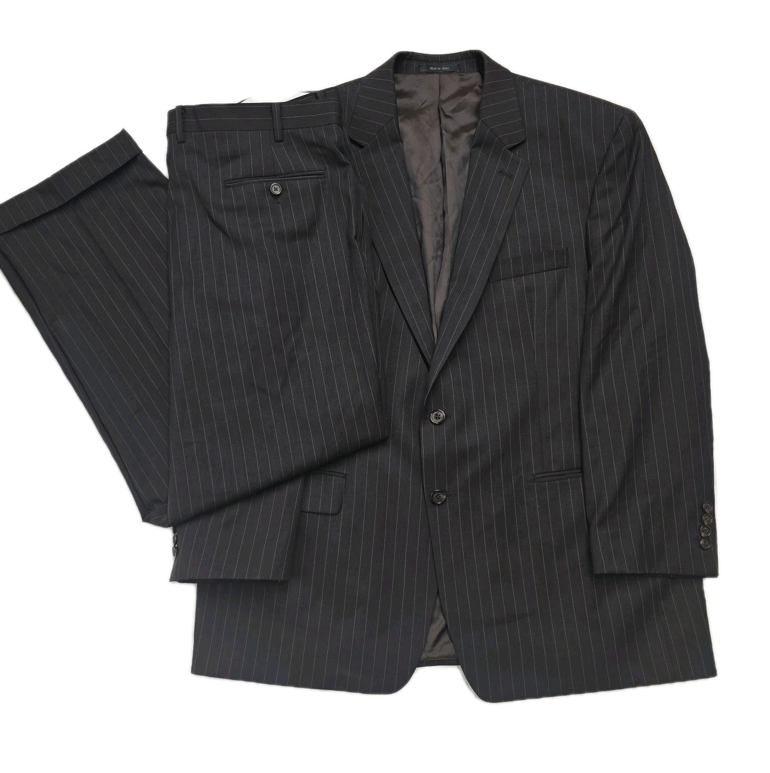 ​Lauren Ralph Lauren Men’s Suit 46R Blazer 40R Pants Brown Pinstripe 100% Wool