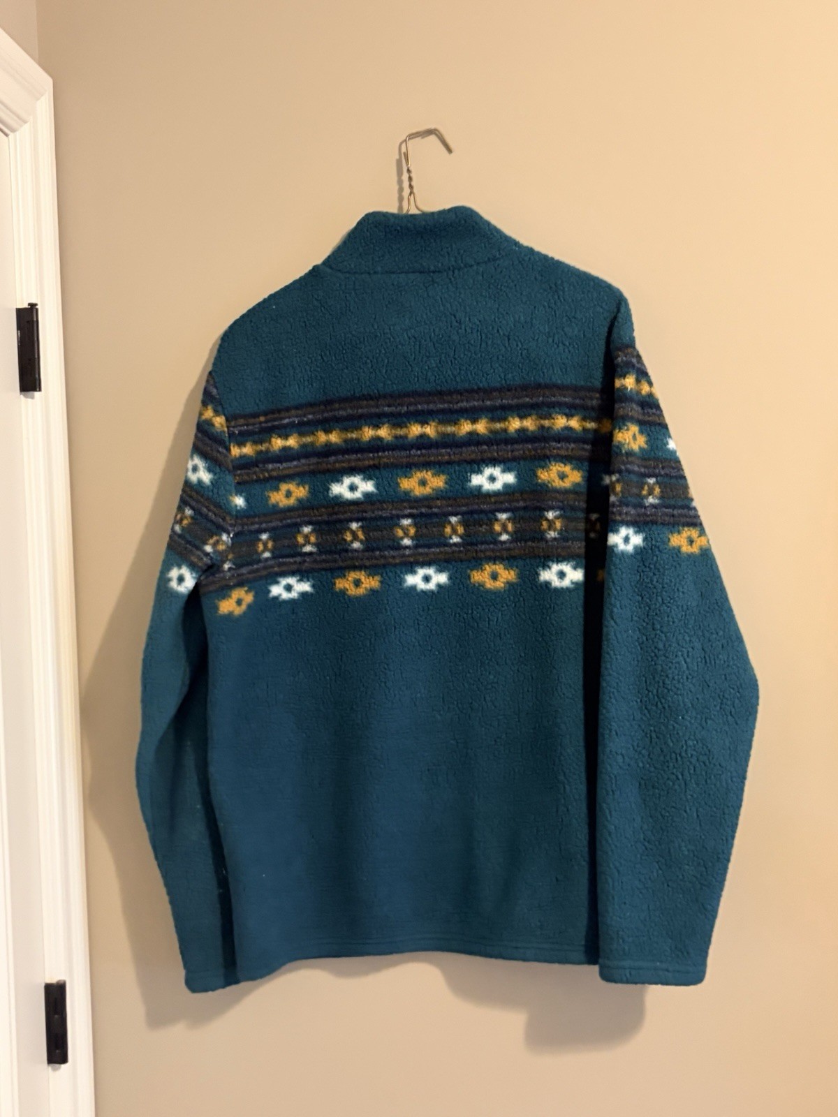 Sun+Stone Size XL “Sea Cave Bloom” Sherpa Fleece 1/4 Zip PulloverSweater