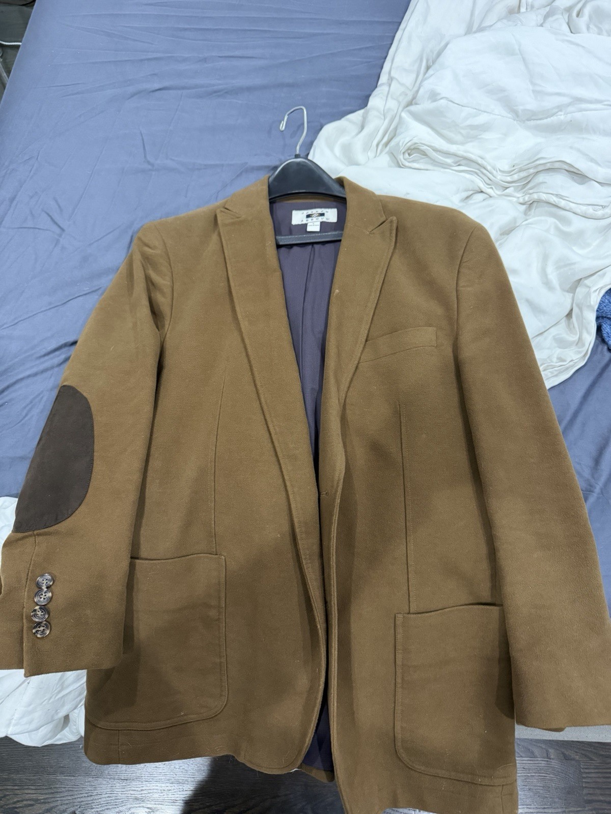 Joseph Abboud Size L Corduroy Sport Coat Blazer Jacket Beige Brown Elbow Patches