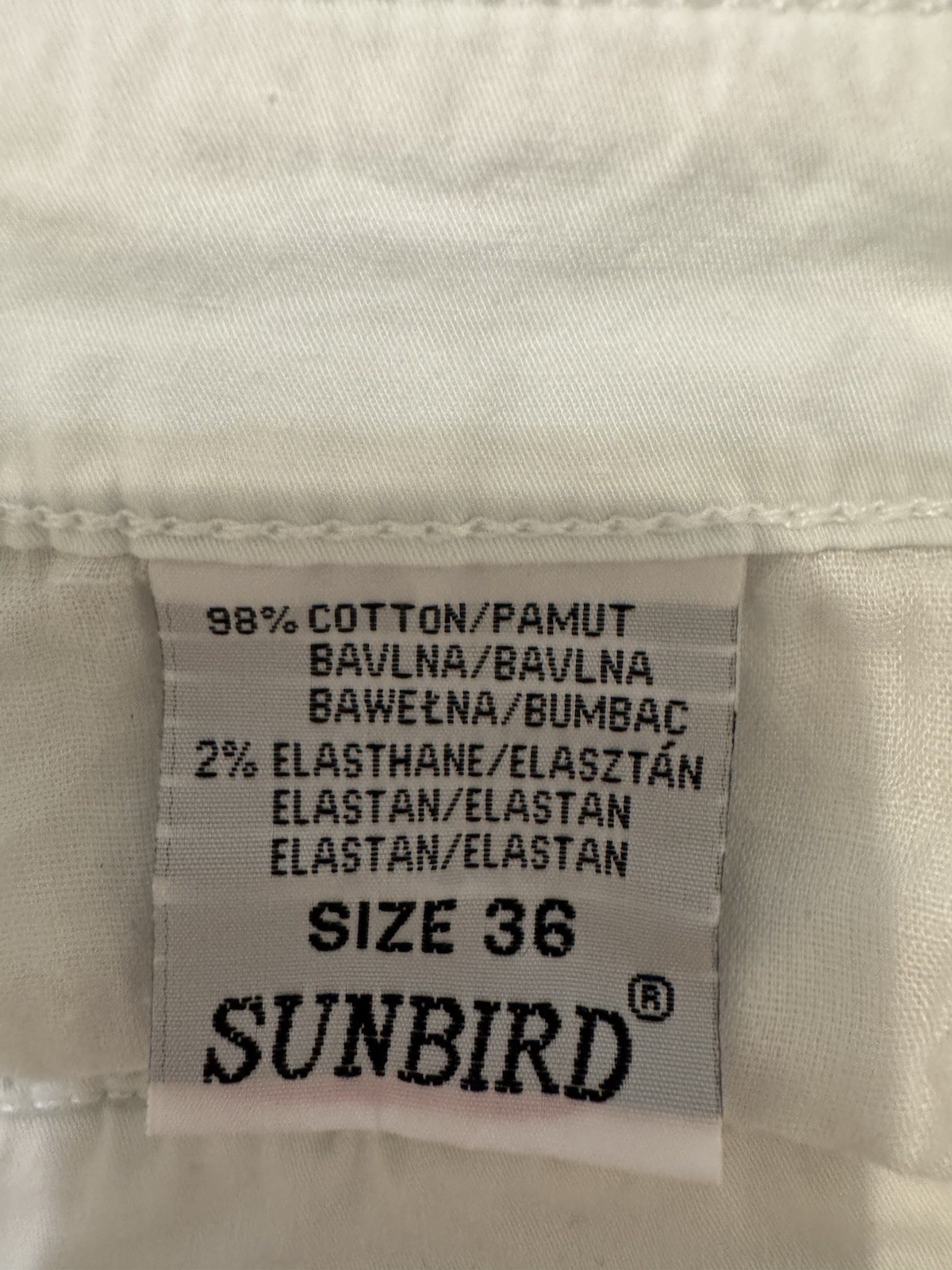 Sunbird women’s jeans cotton elastane summer with rhinestones XL/W/34 white