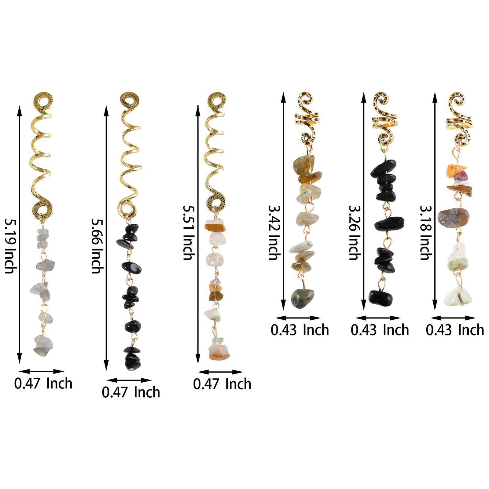 FRDTLUTHW Hair Jewelry Dreadlock Accessories, Natura Stone Hair Charms for Br…