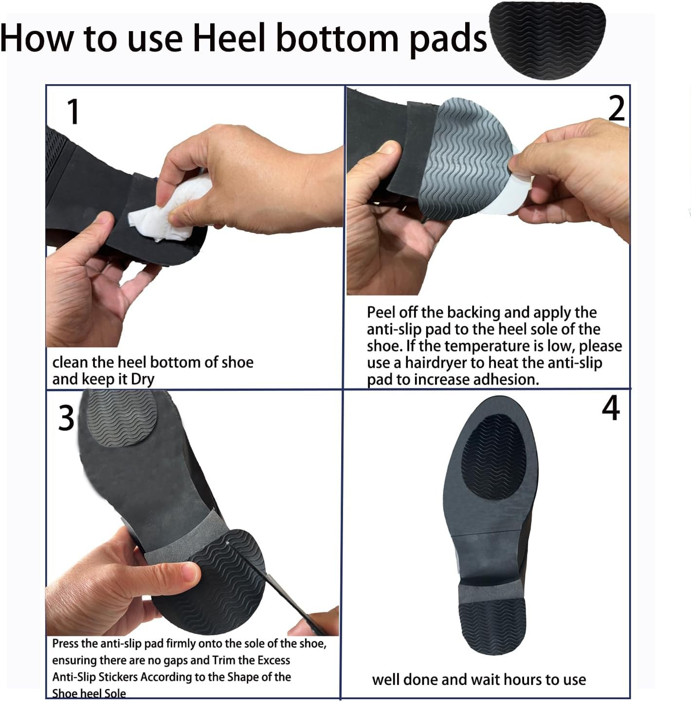 Non-Slip Shoe Pads, Adhesive Sole Protectors for High Heels, 6 Pairs