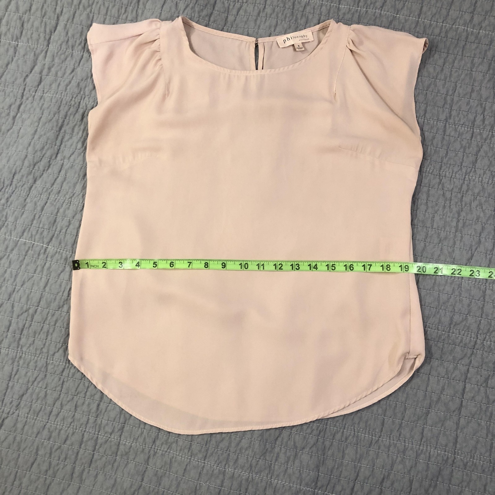 Philosophy Blouse Women Small Pink Chiffon Cap Sleeve Pullover Republic Top