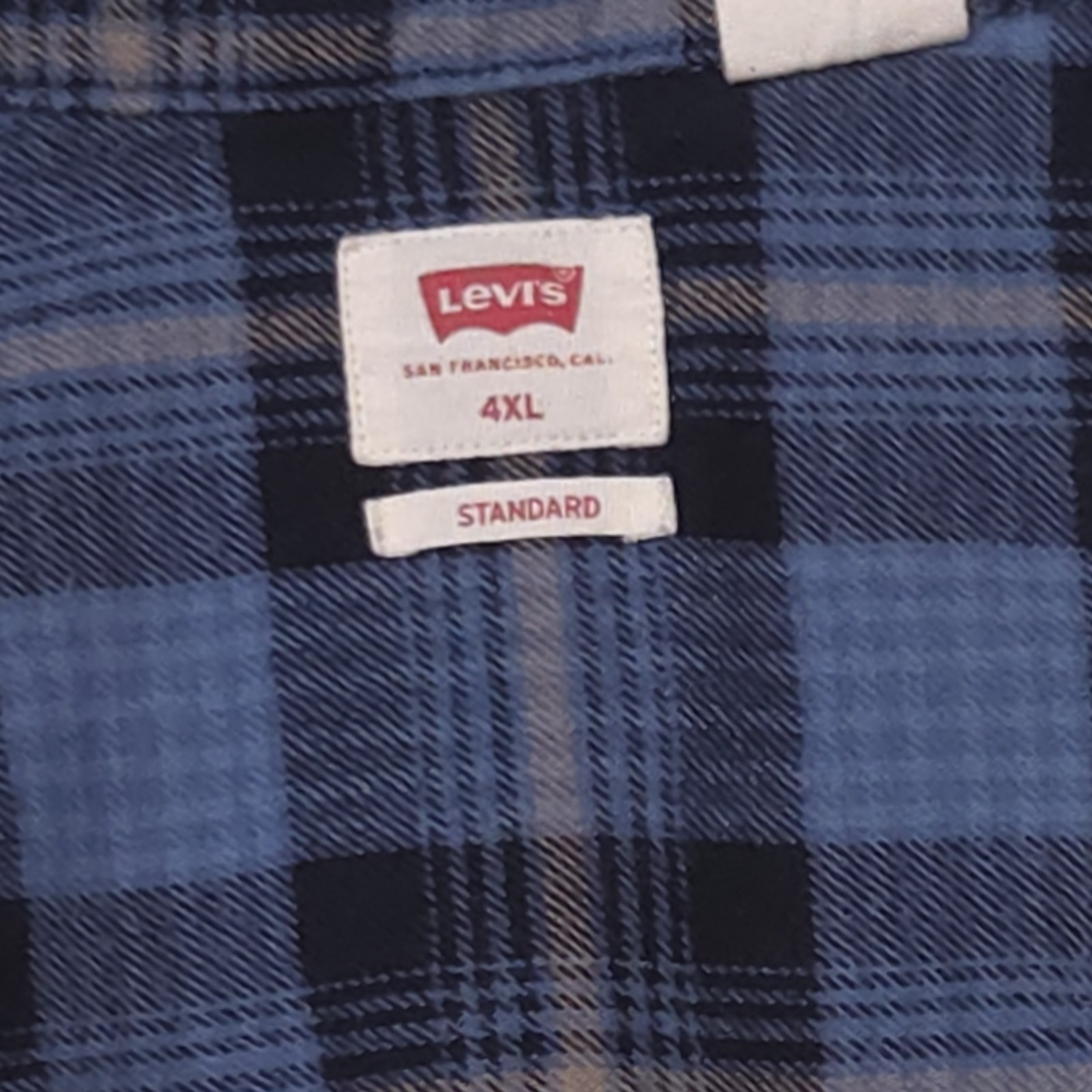 Levi’s Western Flannel Shirt Mens 4XL Blue Plaid Pearl Snap Button Up