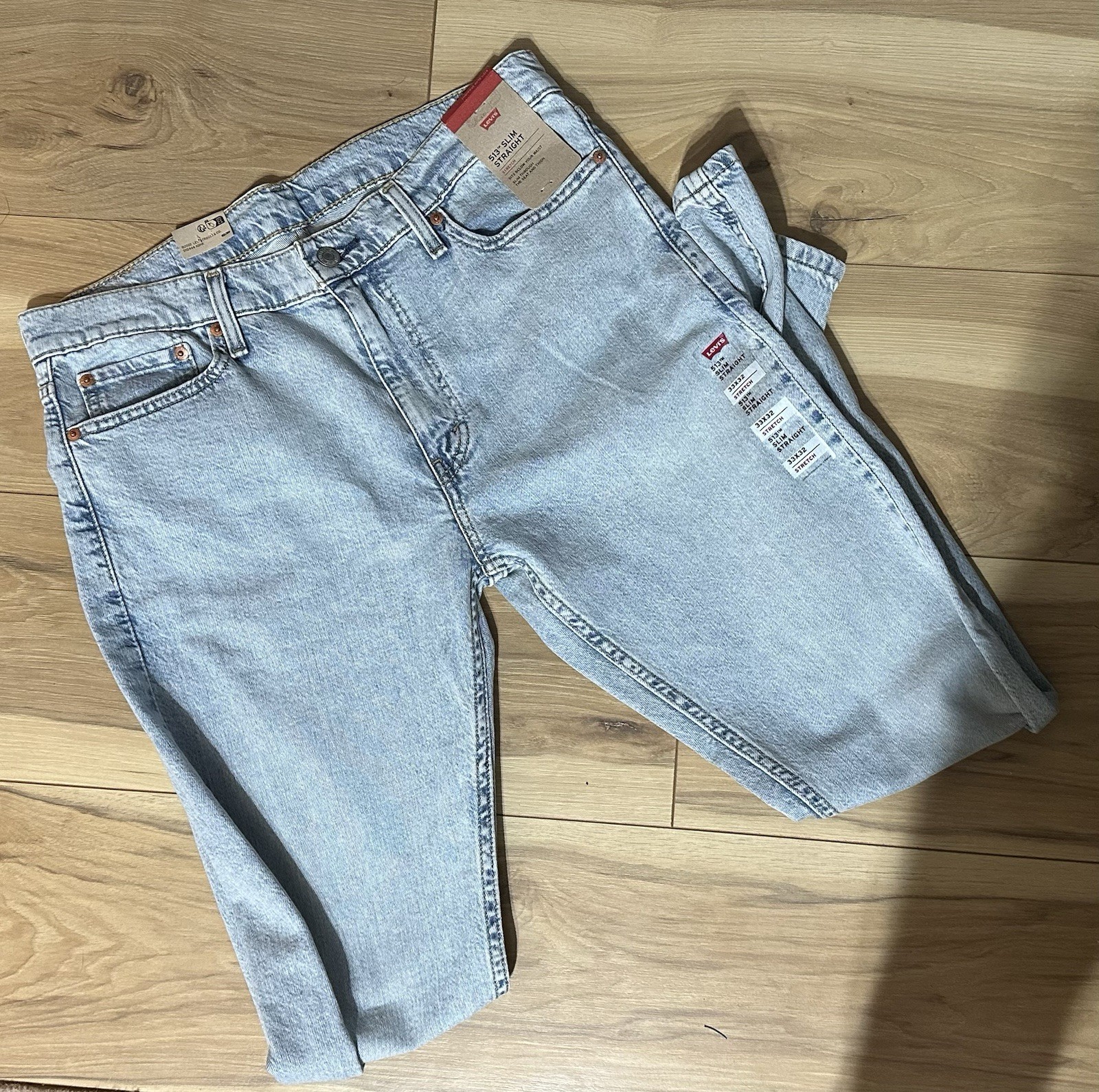Levi’s Men’s Slim Straight Low Rise Light Wash Stretch Denim Jeans Zip