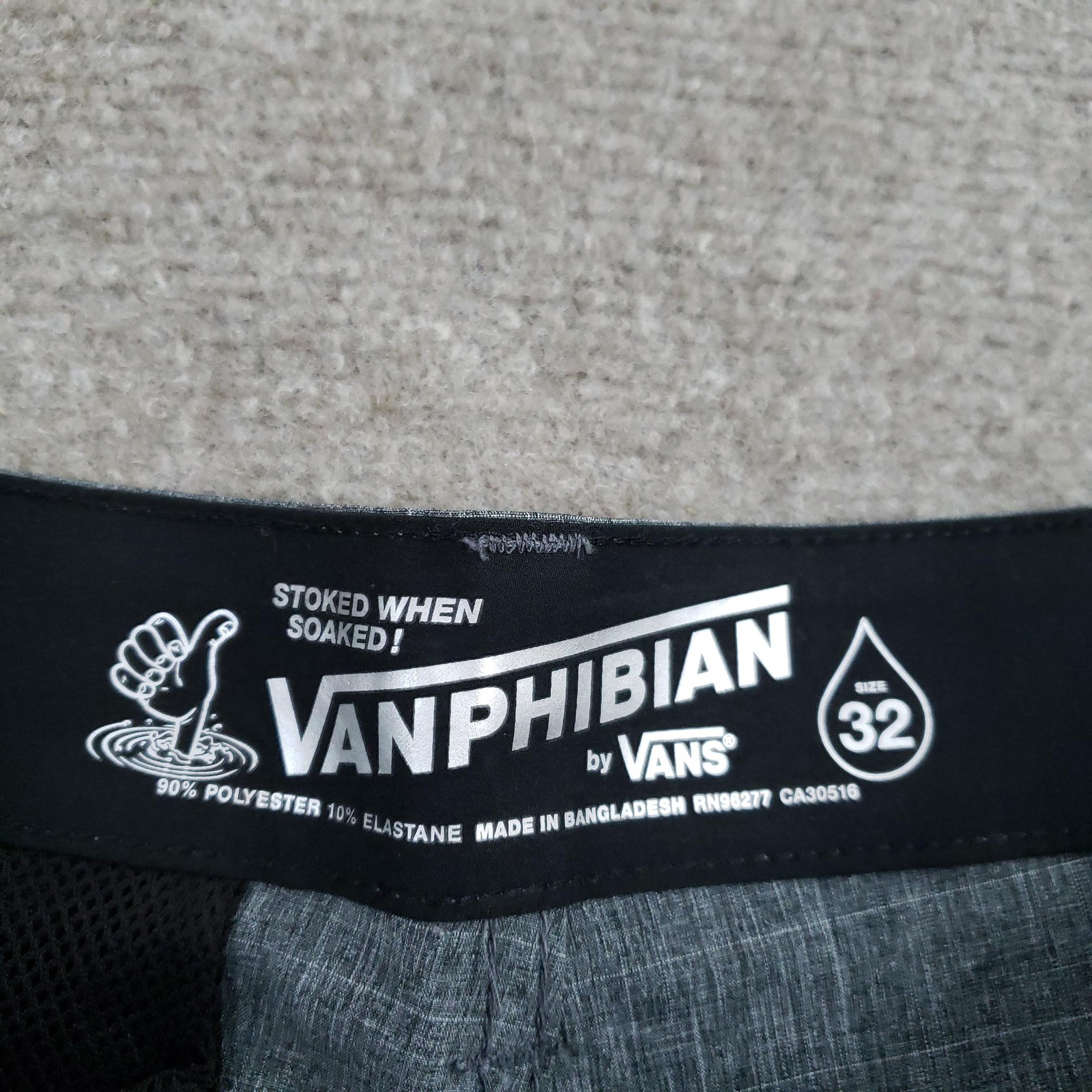 Vanphibian By Vans Short Mens 32 Gray Quick Dry Stretch Pockets Back Pocket Swim