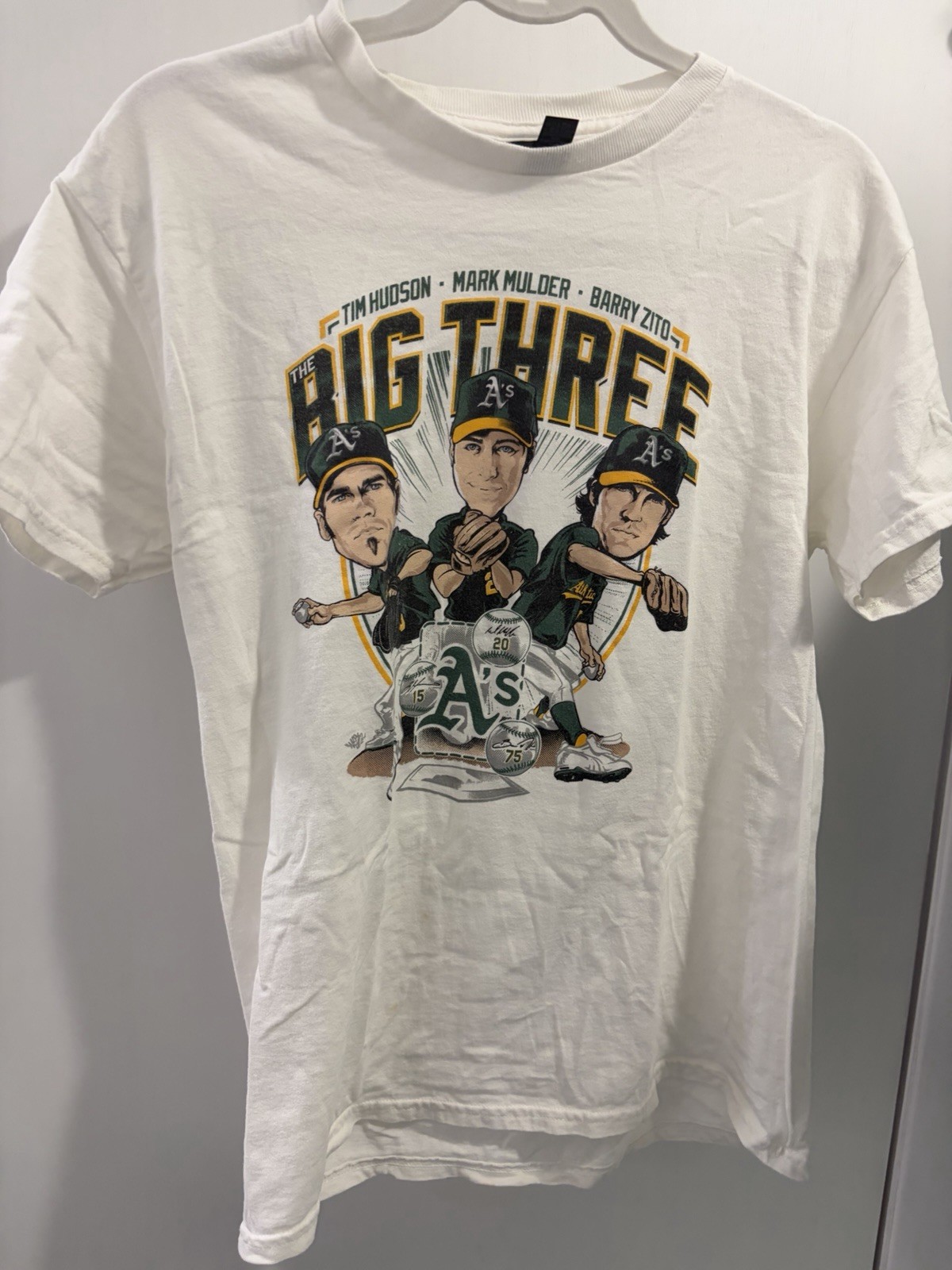 Vintage Oakland Athletics MLB Money Ball Baseball Team Big 3 Zito + Shirt Medium