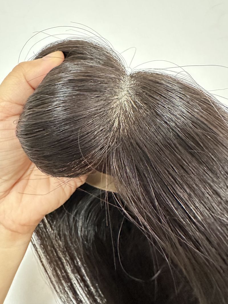 5.5″x6.3″ Left/Right/Middle Silk Top Part Best Virgin Human Hair Topper 10″~18″