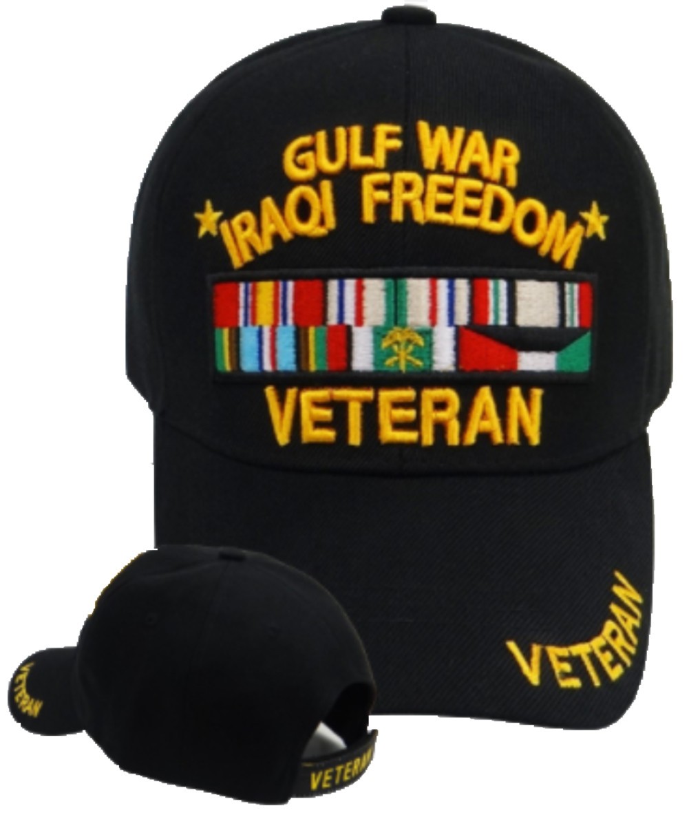 Gulf War-Iraqi Freedom Veteran, ribbons, black hat